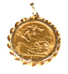 9ct Mount with 22ct Sovereign 1974
