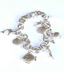 Silver Charm Bracelet with 7 Charms