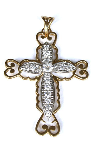 9ct Gemset Fancy Cross