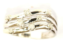 9ct White 8 Stone 3 Strand