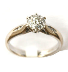 18ct white cluster with diamond shoulders