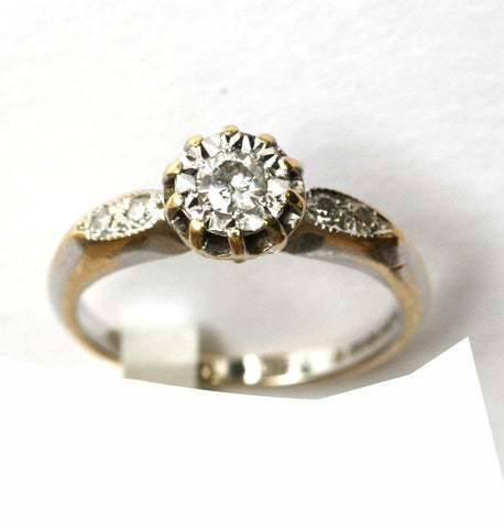 18ct white sol. With diamond shoulders(.25pts)