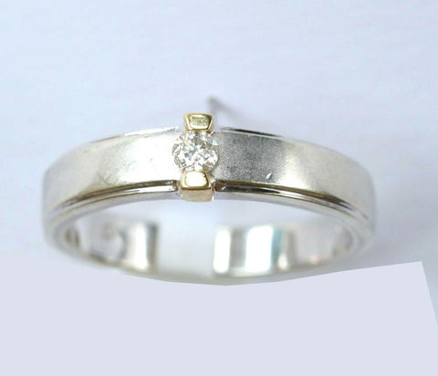 9ct white & yellow solitaire band