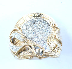 9ct heavy gemset saddle