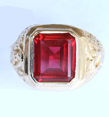 9ct red stone college style