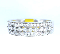 9ct white 3 row gemstone band