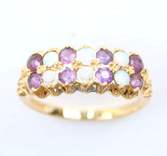 9ct double row opals & amethysts