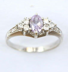 9ct white cubic zirconia & lilac stone