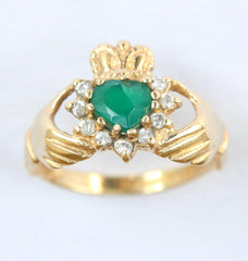 9ct cubic zirconia & green claddagh