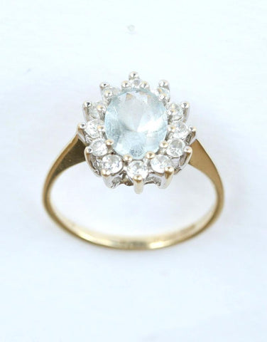 9ct cubic zirconia & light blue stone