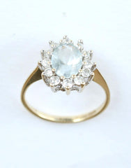 9ct cubic zirconia & light blue stone