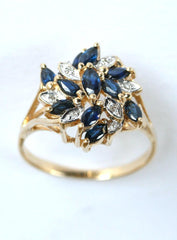 9ct diamond & sapphire flower