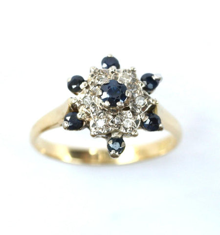18ct diamond & sapphire flower