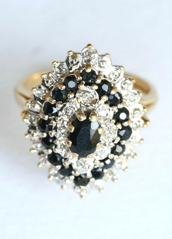 9ct diamond & sapphire cluster