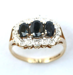 9ct 3 sapphire & diamond chips
