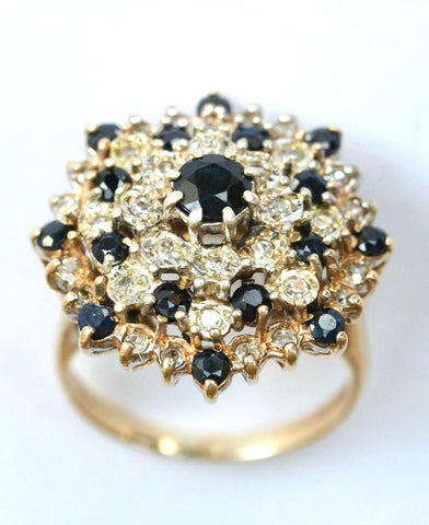 9ct diamond & sapphire cluster