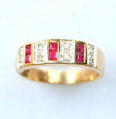 9ct diamond & ruby 1/2 eternity