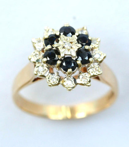9ct diamond & sapphire cluster