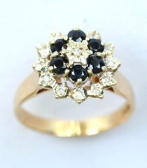 9ct diamond & sapphire cluster