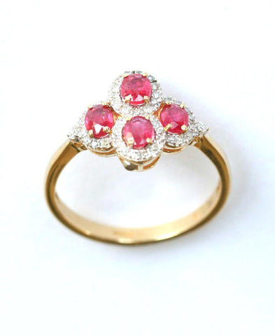 9ct diamond & ruby cluster