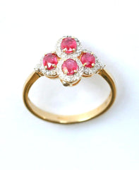 9ct diamond & ruby cluster