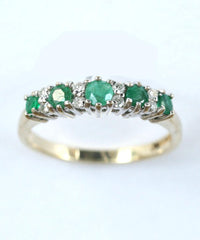 9ct diamond & emerald 1/2 eternity (0.10points)