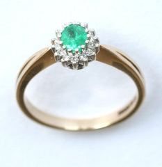 9ct diamond & emerald