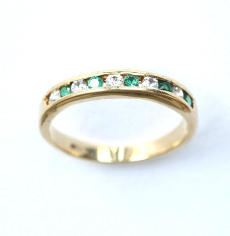 18ct diamond & emerald 1/2 eternity