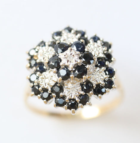 9ct diamond & sapphire cluster