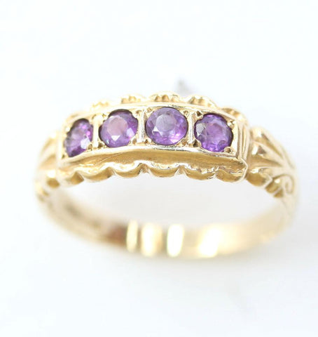 9ct 4 amethyst stones