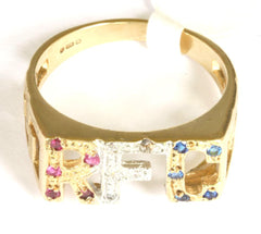 9ct Gemset R.F.C (red,white,blue)