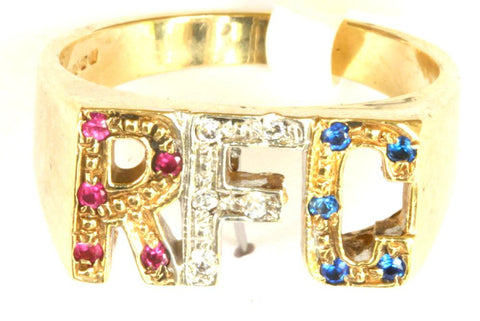 9ct Gemset R.F.C (red,white,blue)