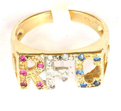 9ct Gemset R.F.C (red,white,blue)