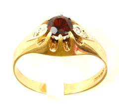 9ct Garnet Solitaire With Diamond Shoulders