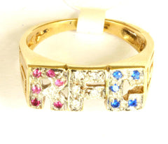 9ct Gemset R.F.C (red,white,blue)