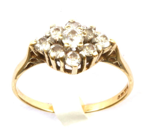 9ct 9 Stone Cubic Zirconia Cluster