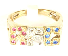 9ct Gemset R.F.C (red,white,blue)