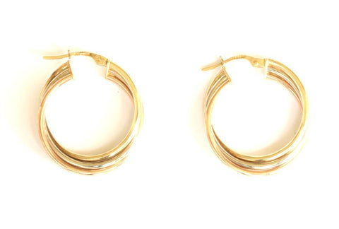 9ct 3 Coloured Twist Hoop Style