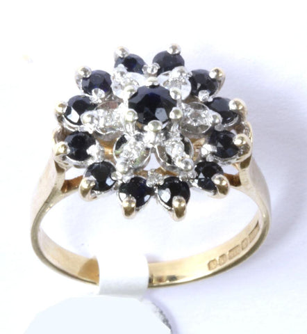 9ct Diamond & Sapphire Cluster