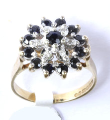 9ct Diamond & Sapphire Cluster