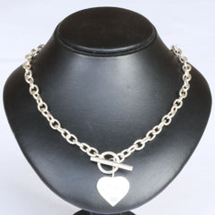 Silver T-bar & Heart Chain