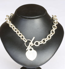 Silver T-bar & Heart Chain