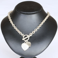 Silver Double Heart with T-bar Chain
