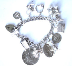 Silver Charm Bracelet with 12 x Charms