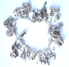 Silver Charm Bracelet with 19 x Charms