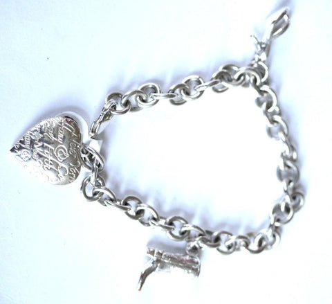 Silver Charm Bracelet with 3 x Charms