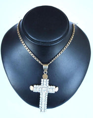 9ct Curb Style Link & Gemset Cross