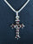 Silver Box Chain With Red Gemset Cross