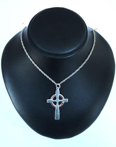 Silver Twist Chain & Celtic Design Cross