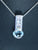 Silver Box Chain & 3 Cubic Zirconia & Blue Drop
